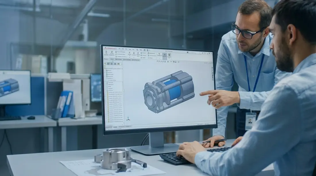 Engineers working on CAD models